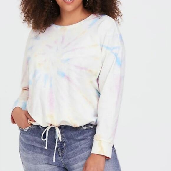 Torrid Pale Pastel Tie Dye Cropped Sweater Size 1X - Picture 1 of 6